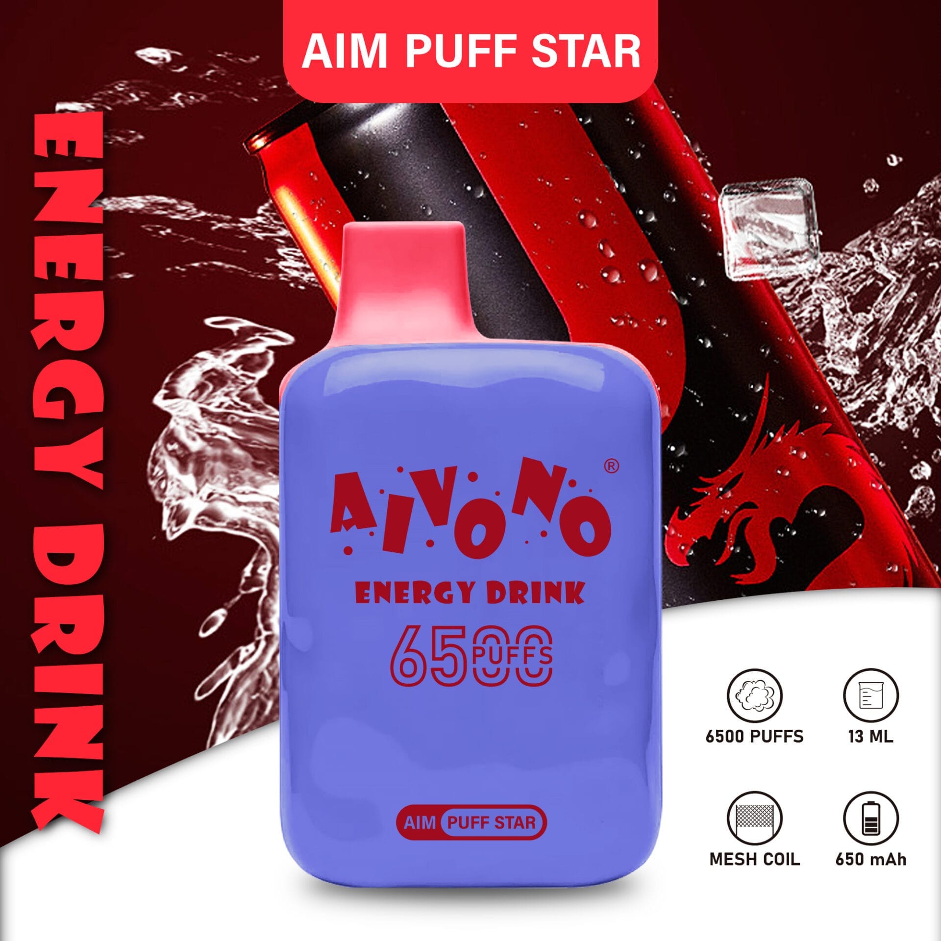 AIVONO Aim Puff Star 6500 Puffs | 0%-5% nicotine, 13mL, bulk disposable vape - Image 6