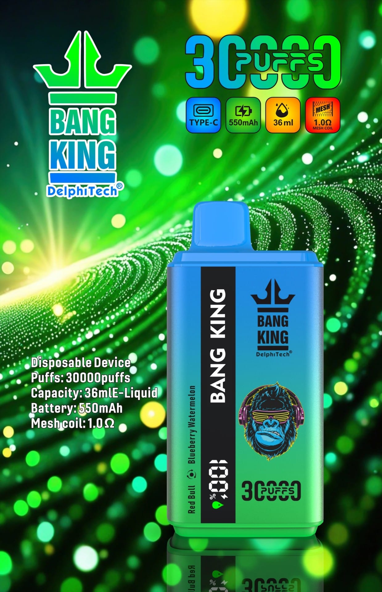 Bang King 30000 Puffs | long-lasting double dual flavor switching, LCD, bulk buy disposable vape - Image 9