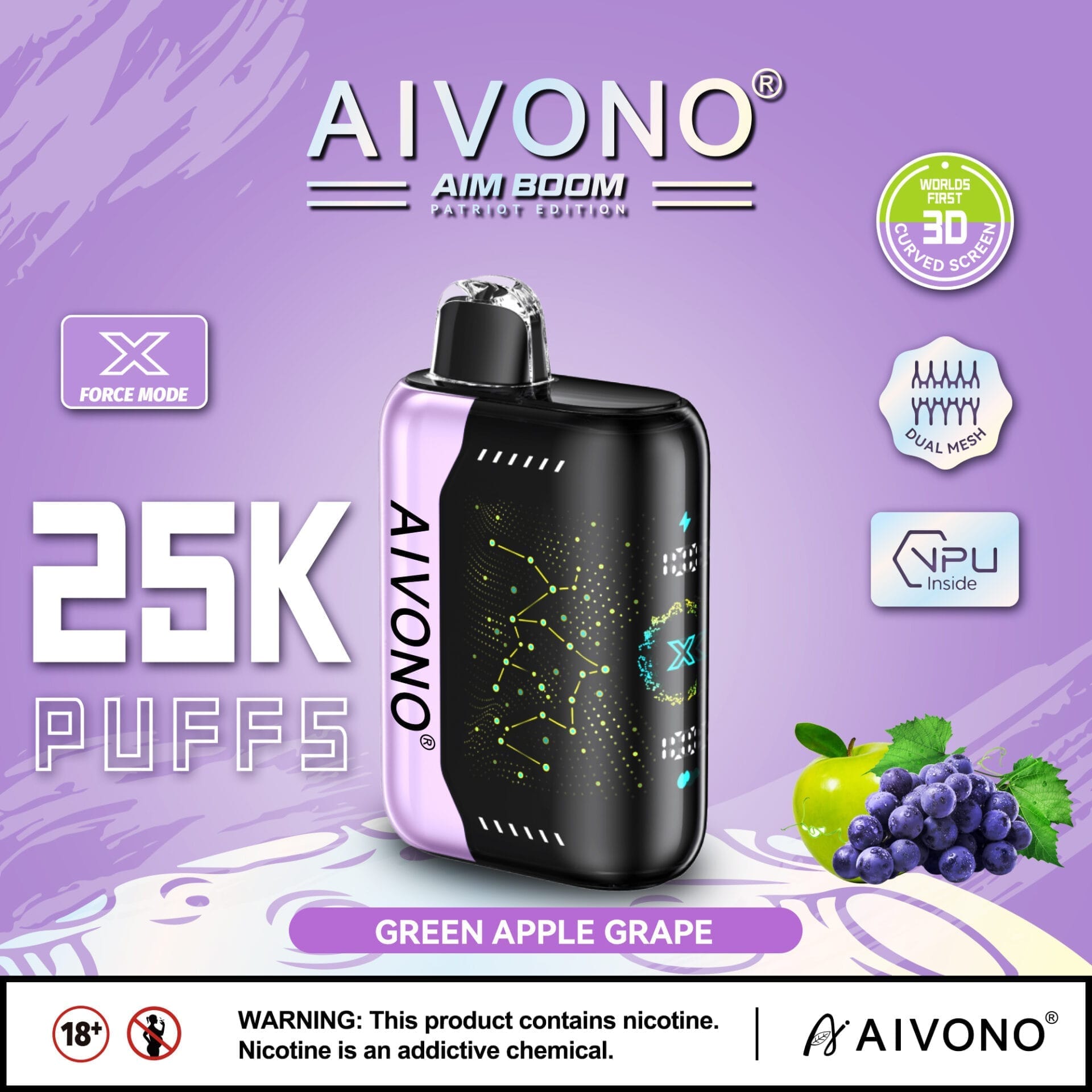 AIVONO BOOM PATRIOT EDITION 25000 Puffs | 0%-5% nicotine, bulk disposable vape - Image 8