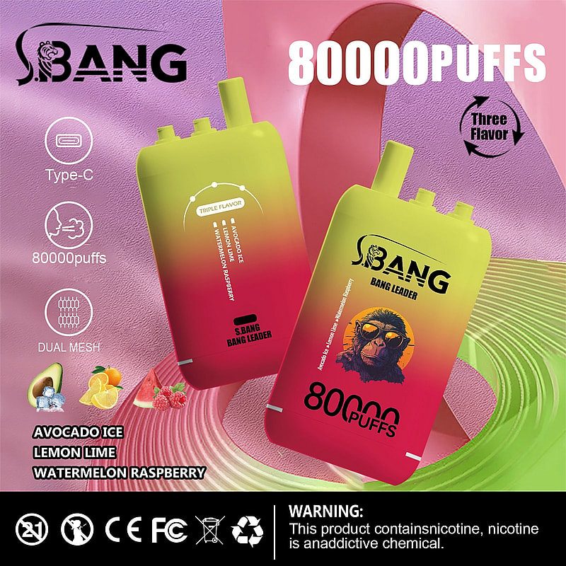 Bang Leader 80K | 80000 puffs, triple flavor, dual mesh, Type-C rechargeable, bulk disposable vape - Image 13