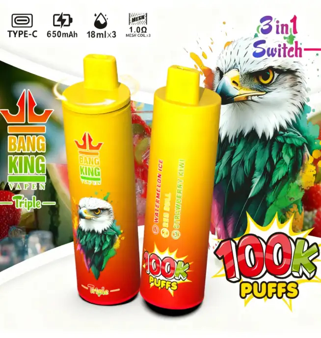 Bang King Triple 100K | 3-in-1 100000 puffs, triple flavor, rechargeable, long-lasting disposable vape - Image 4