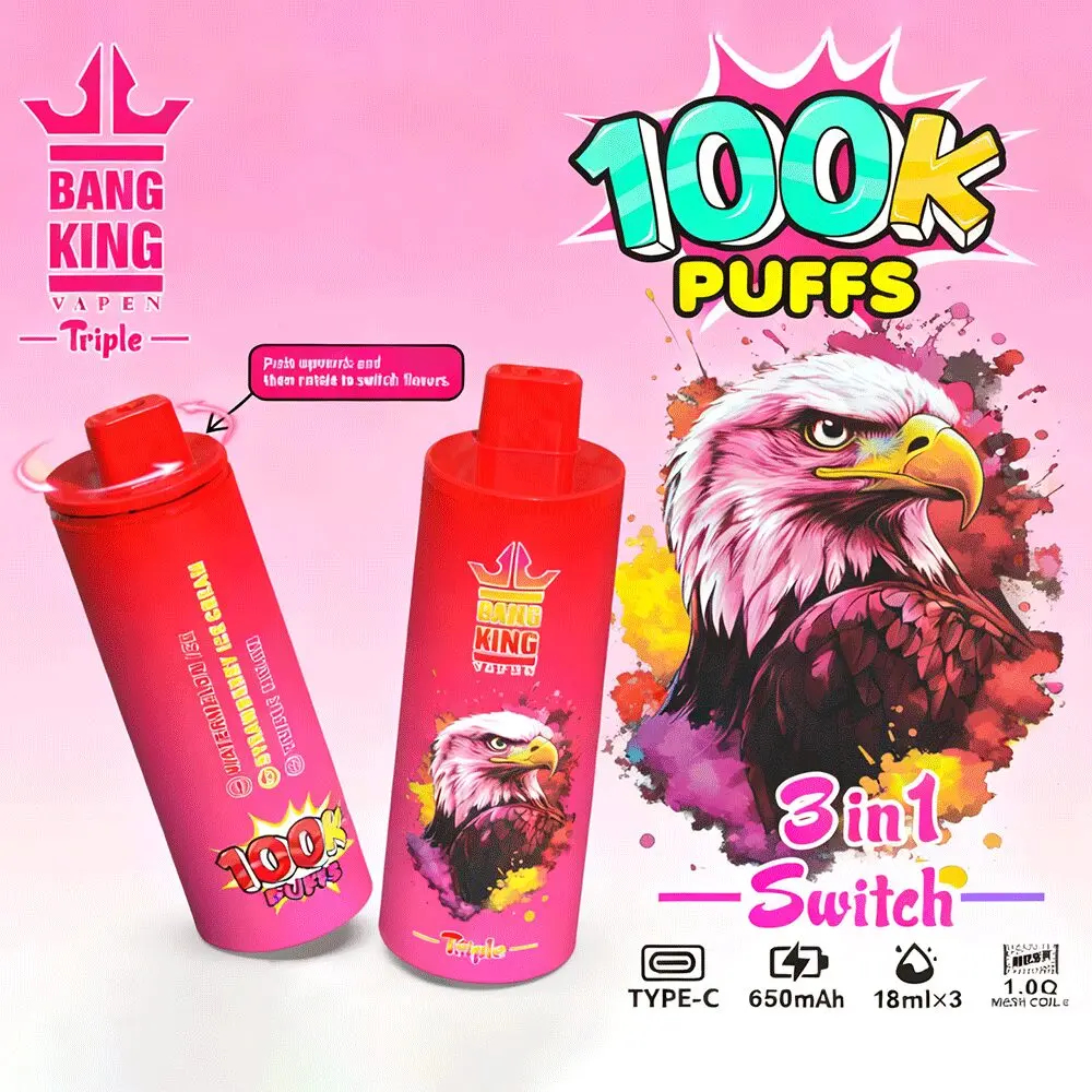 Bang King Triple 100K | 3-in-1 100000 puffs, triple flavor, rechargeable, long-lasting disposable vape - Image 3