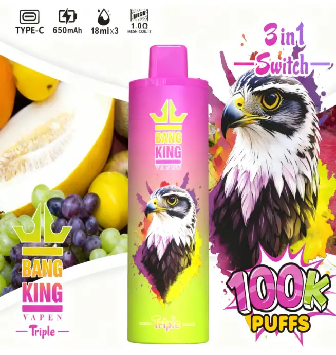Bang King Triple 100K | 3-in-1 100000 puffs, triple flavor, rechargeable, long-lasting disposable vape - Image 11