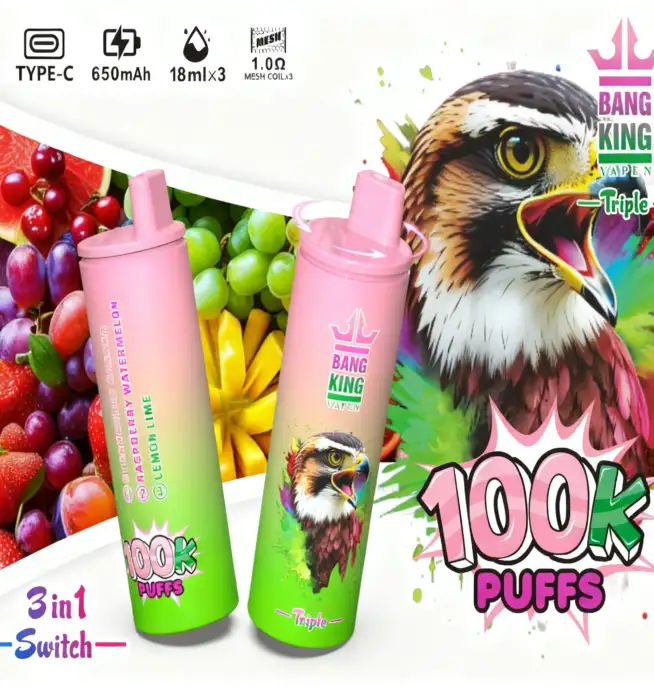 Bang King Triple 100K | 3-in-1 100000 puffs, triple flavor, rechargeable, long-lasting disposable vape - Image 9