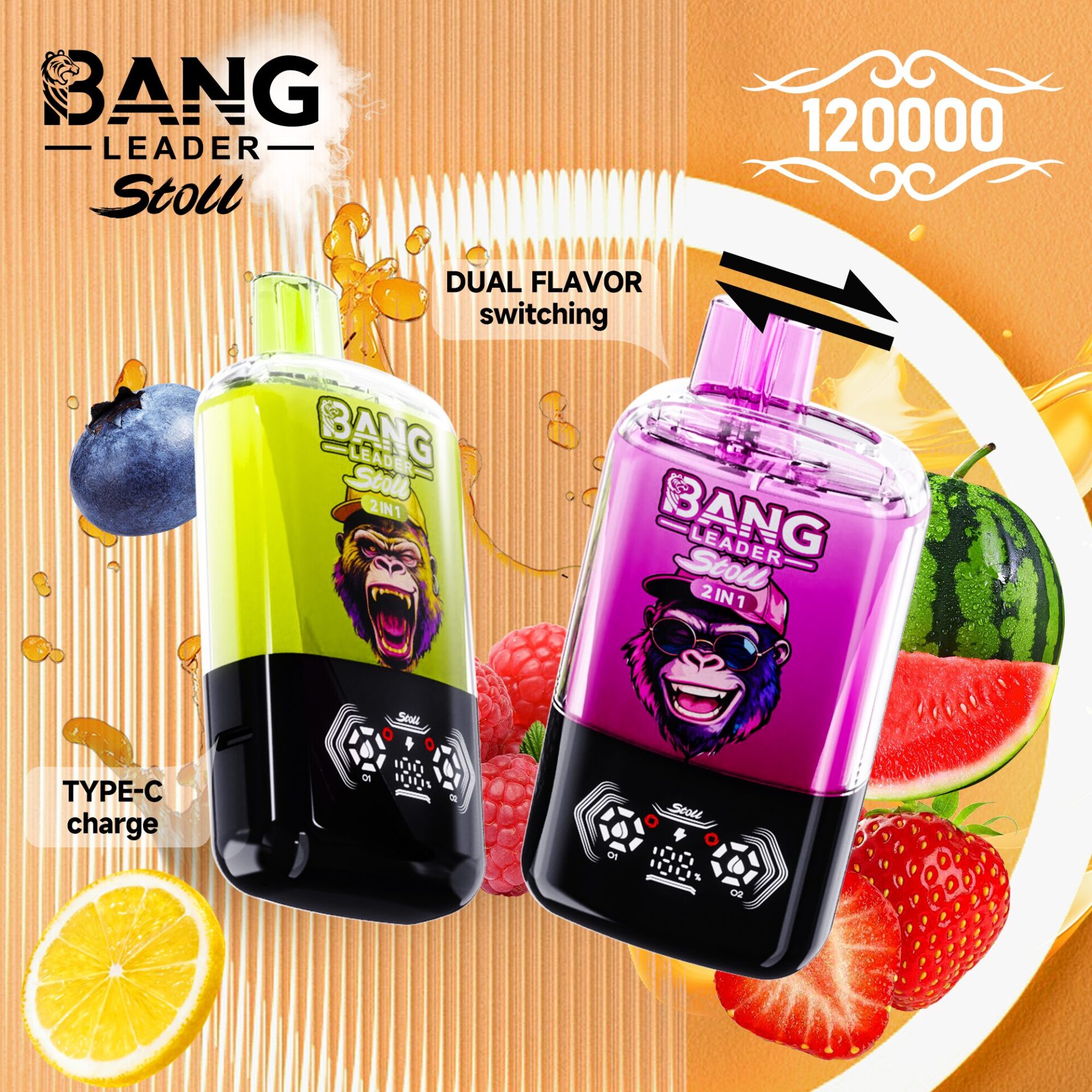 Bang Leader 120K | 2-in-1 120000 puffs, 60 ml, magnetic, dual-flavor, disposable vape, wholesale - Image 5