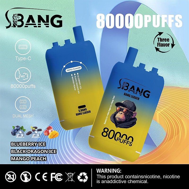 Bang Leader 80K | 80000 puffs, triple flavor, dual mesh, Type-C rechargeable, bulk disposable vape - Image 12