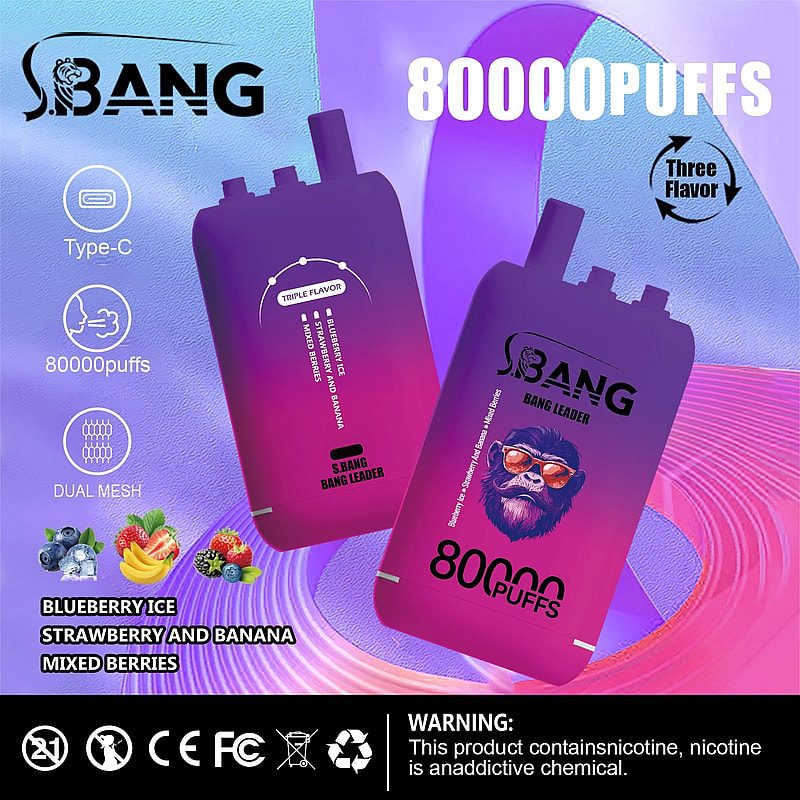 Bang Leader 80K | 80000 puffs, triple flavor, dual mesh, Type-C rechargeable, bulk disposable vape - Image 11