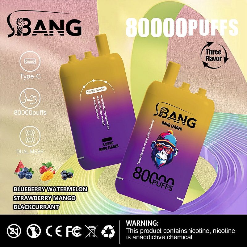 Bang Leader 80K | 80000 puffs, triple flavor, dual mesh, Type-C rechargeable, bulk disposable vape - Image 10
