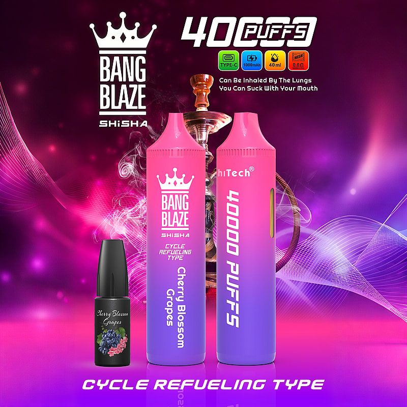 Bang Blaze Shisha 40000 Puffs | 40mL, 0.6Ω mesh coil, 4 nicotine levels, bulk disposable vape