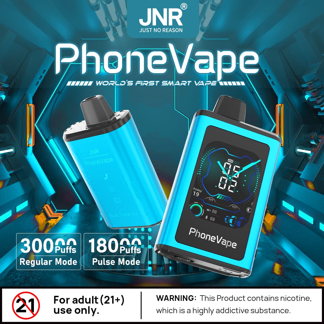 JNR Phone Vape 30000 Puffs | 2% nicotine, 19mL, touchscreen, airflow control, smart