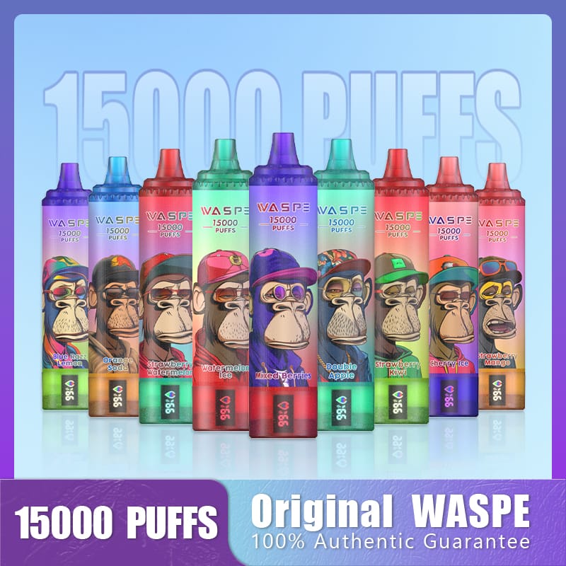 Waspe 15000 Puffs | 0%-5% nicotine, 22mL, LCD display, bulk disposable vape