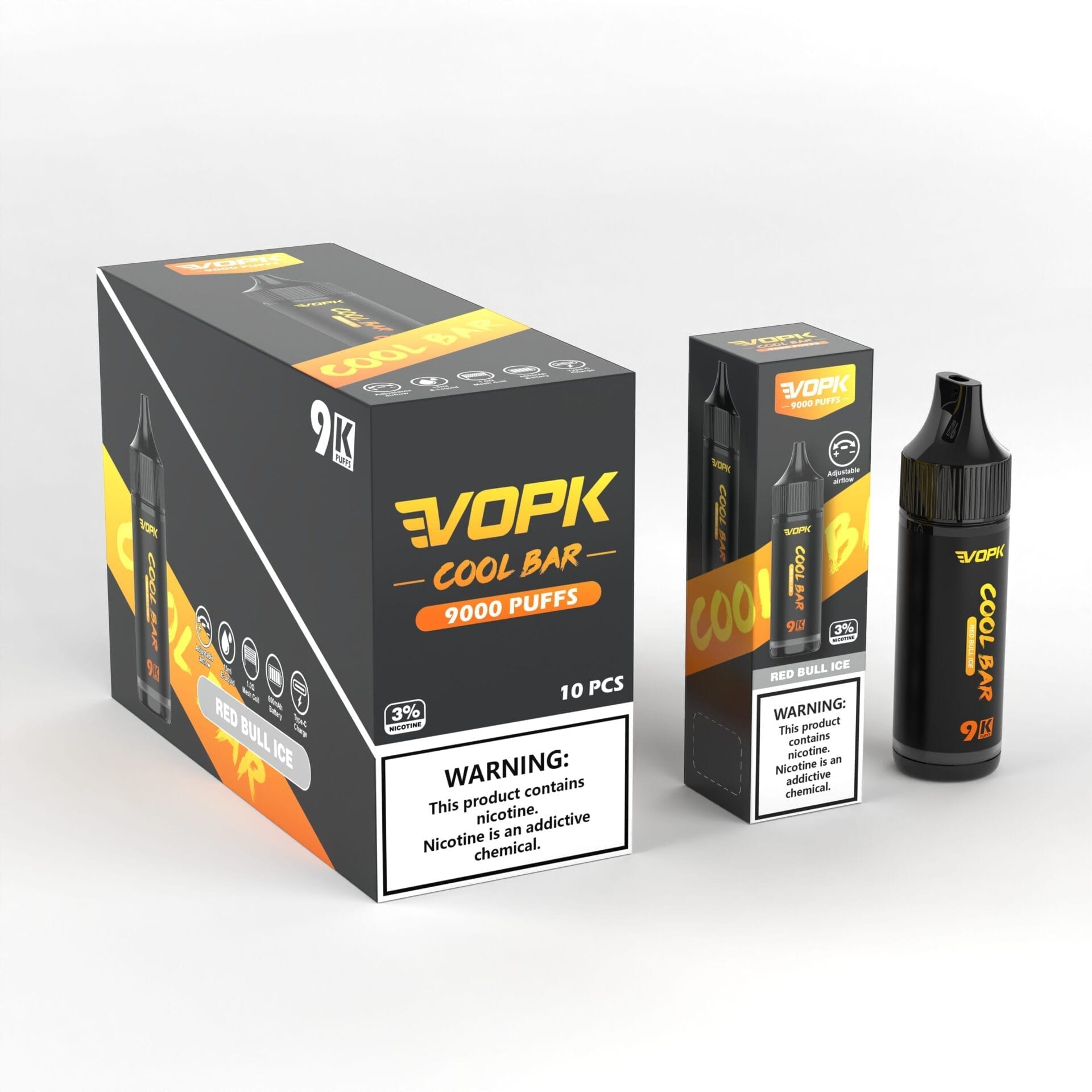 VOPK Cool Bar 9000 Puffs | 3% nicotine, 15mL, airflow control, bulk disposable vape - Image 2
