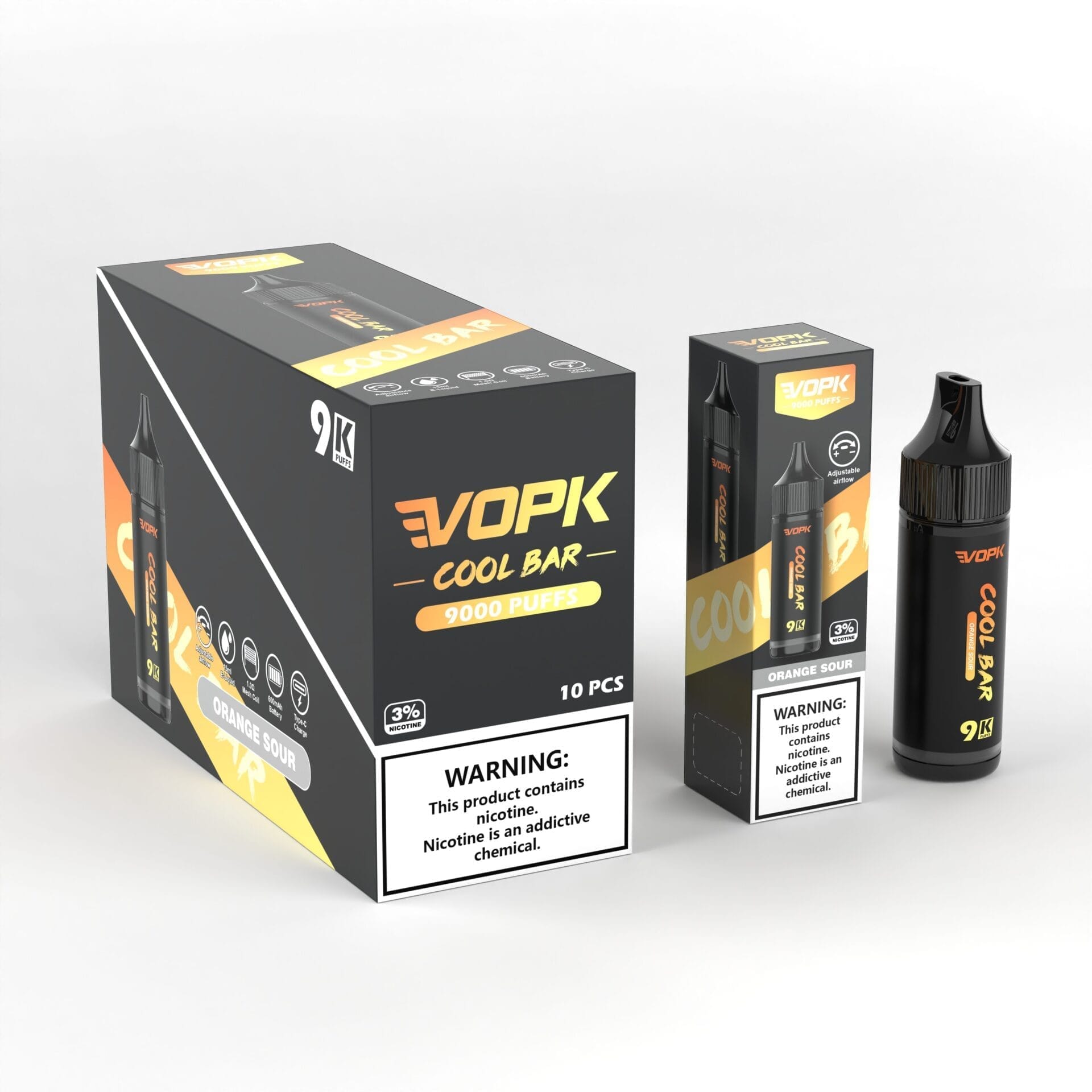 VOPK Cool Bar 9000 Puffs | 3% nicotine, 15mL, airflow control, bulk disposable vape - Image 4