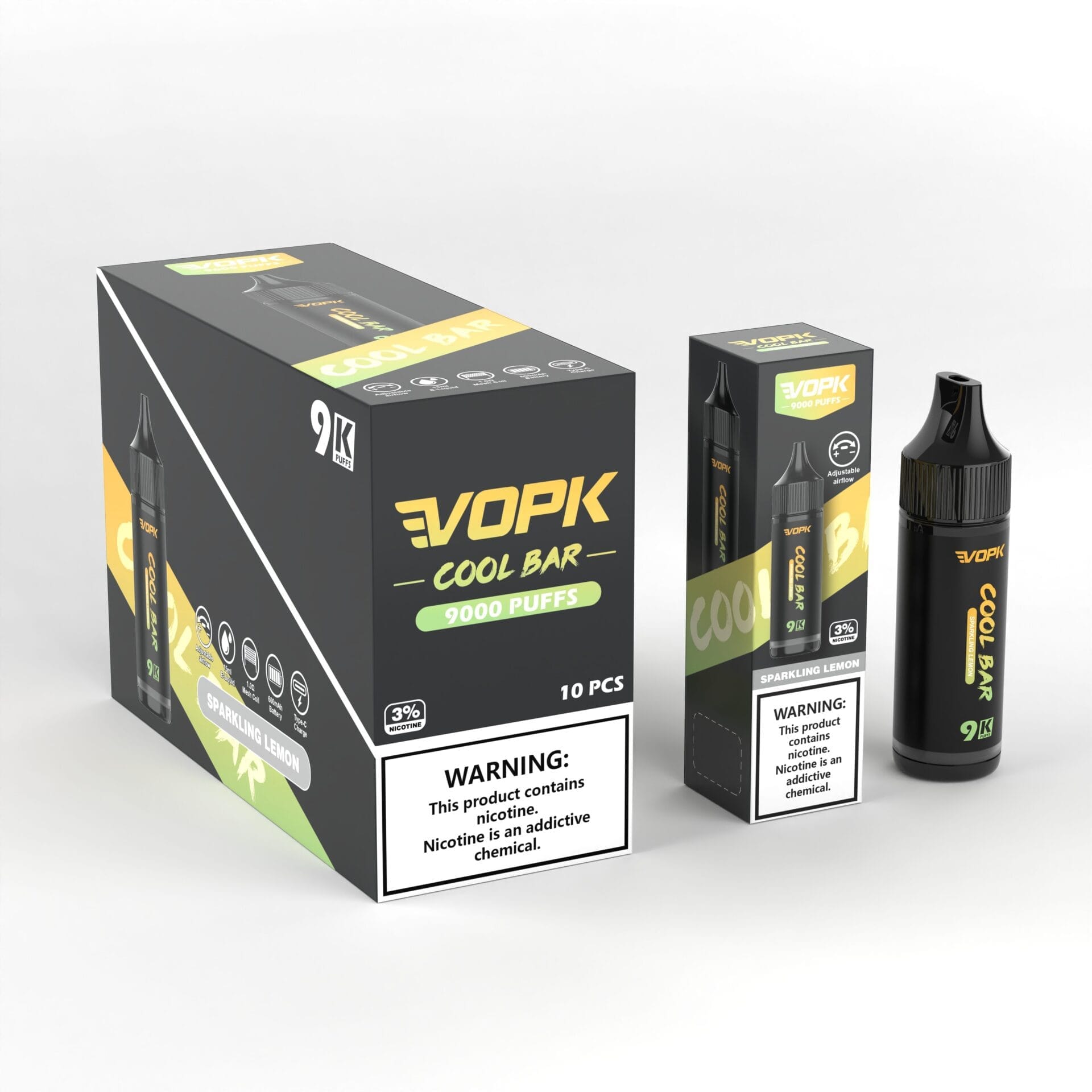 VOPK Cool Bar 9000 Puffs | 3% nicotine, 15mL, airflow control, bulk disposable vape - Image 8