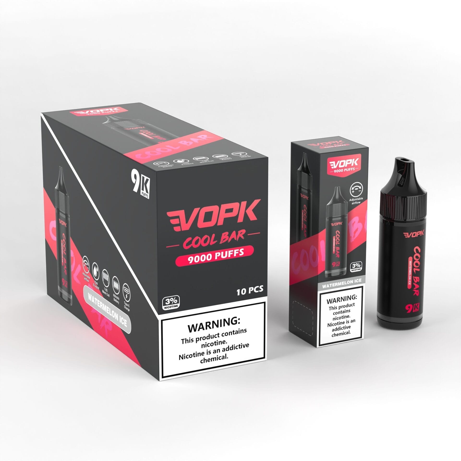 VOPK Cool Bar 9000 Puffs | 3% nicotine, 15mL, airflow control, bulk disposable vape - Image 11