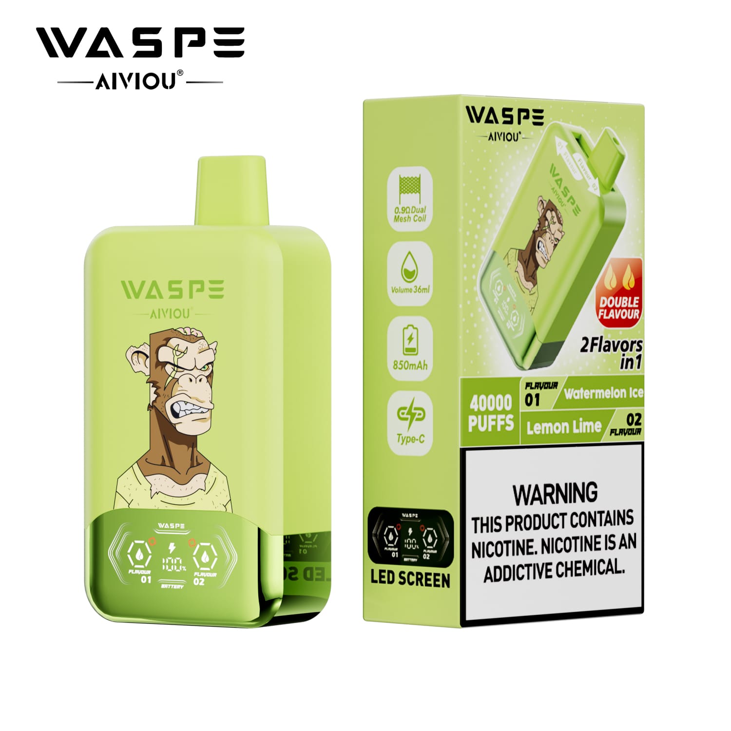 WASPE 40K Twins 40000 Puffs | 36mL, dual mesh, 0%-5% nicotine, dual flavor, bulk disposable vape - Image 3