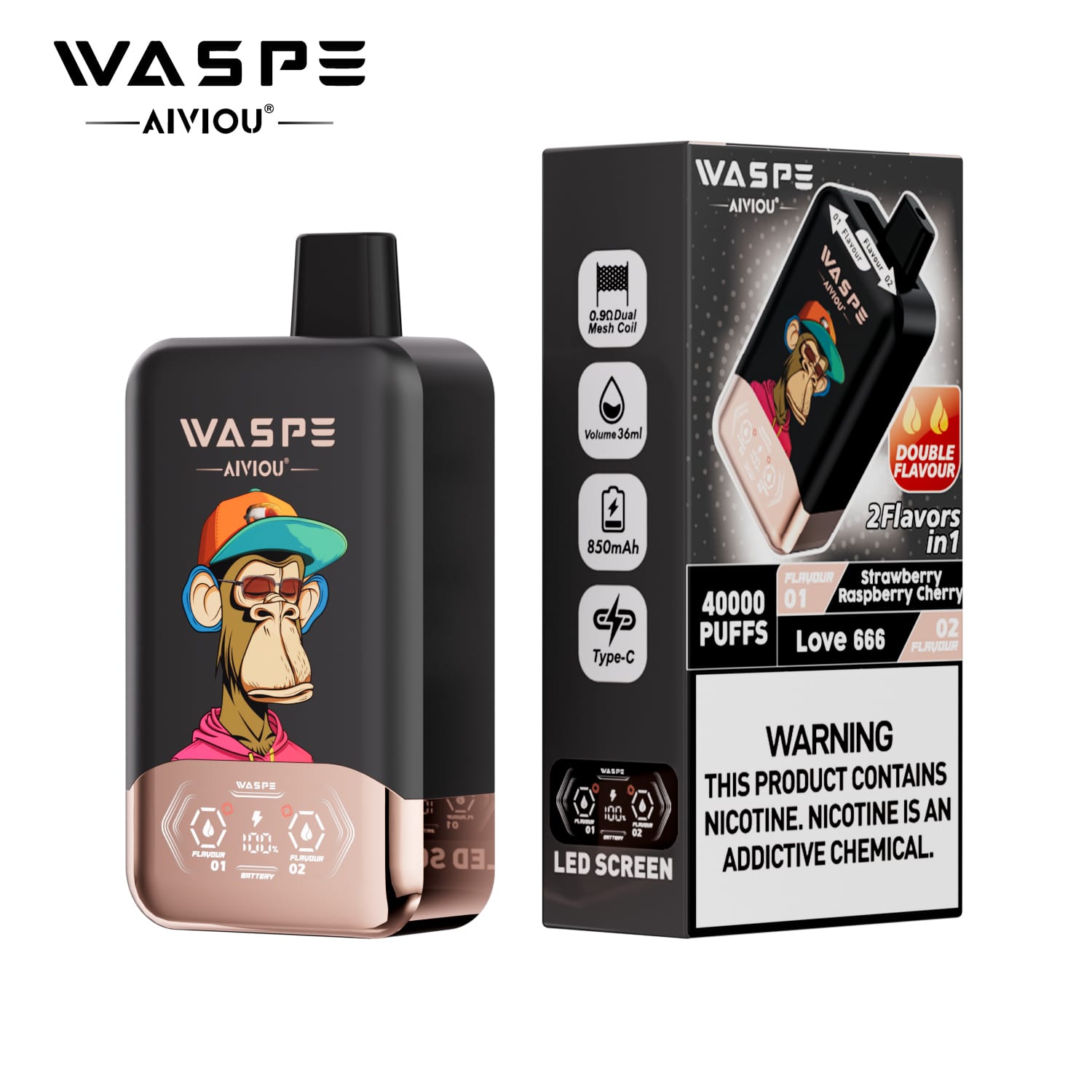 WASPE 40K Twins 40000 Puffs | 36mL, dual mesh, 0%-5% nicotine, dual flavor, bulk disposable vape - Image 4