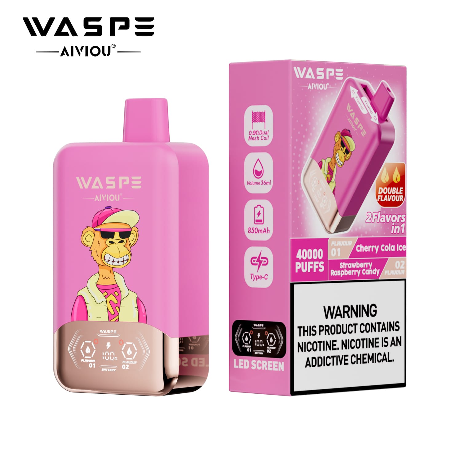 WASPE 40K Twins 40000 Puffs | 36mL, dual mesh, 0%-5% nicotine, dual flavor, bulk disposable vape - Image 16