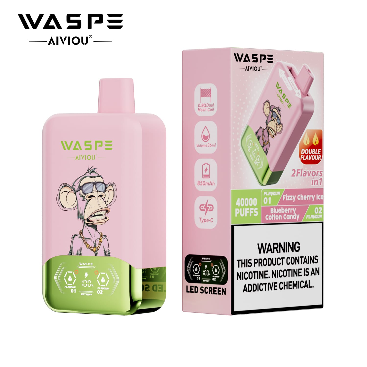 WASPE 40K Twins 40000 Puffs | 36mL, dual mesh, 0%-5% nicotine, dual flavor, bulk disposable vape - Image 13
