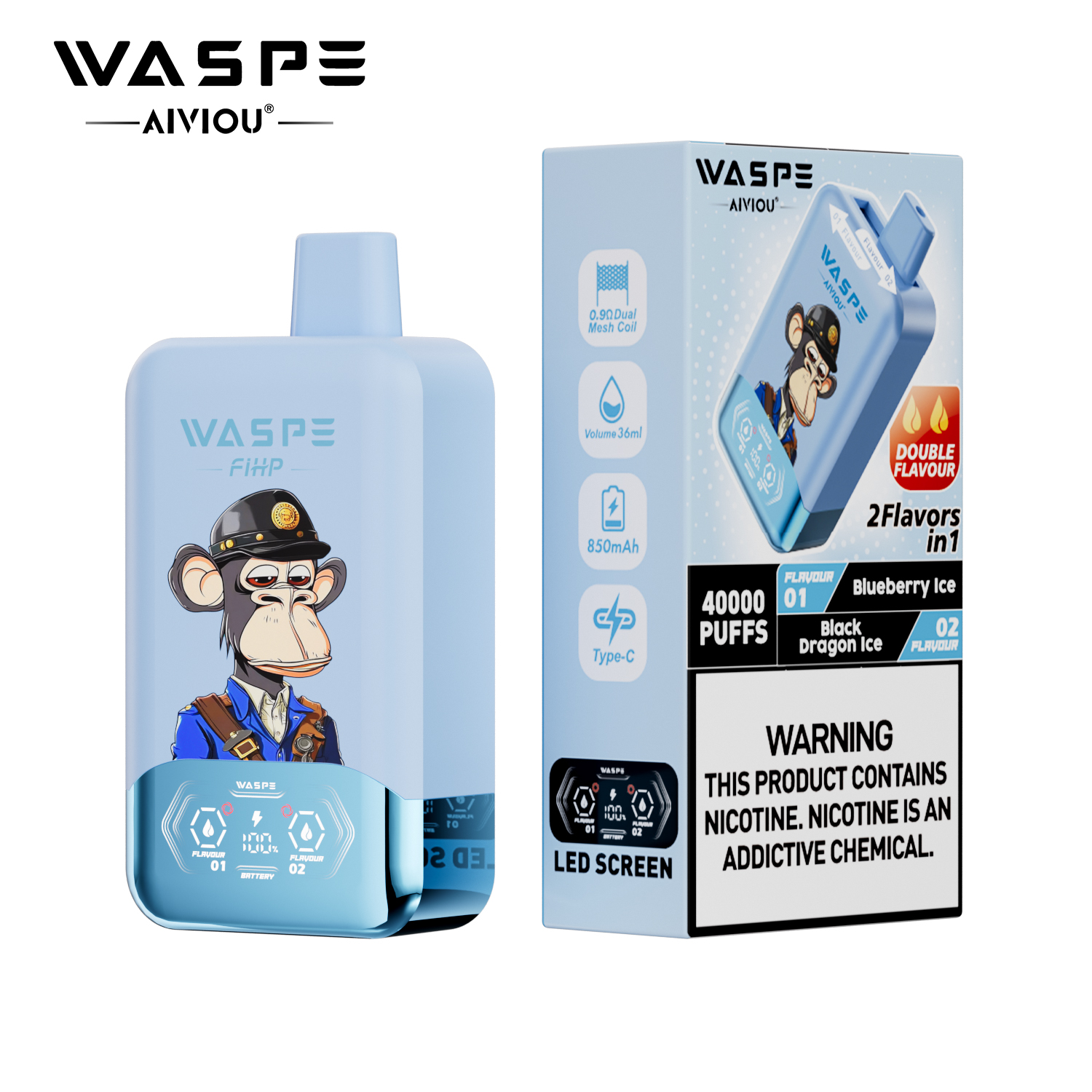 WASPE 40K Double Flavor Twins 40000 Puffs | dual flavor disposable vape π¨ (1 piece trial pack) - Image 2