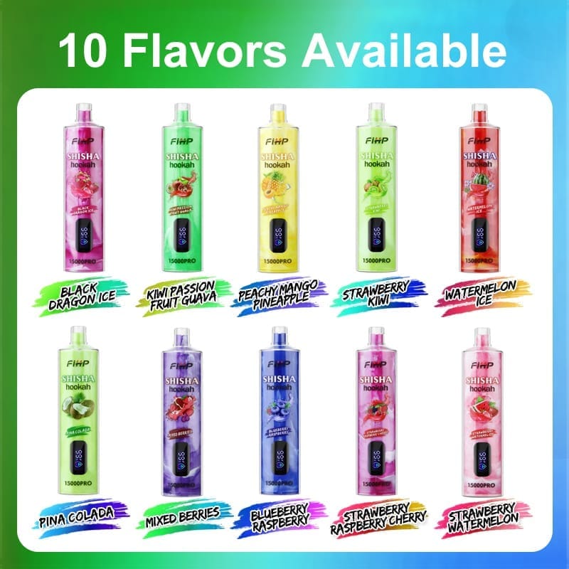 FIHP Shisha Hookah Pro 15000 Puffs | 0.6% nicotine, 22mL, LED display, bulk disposable vape - Image 12