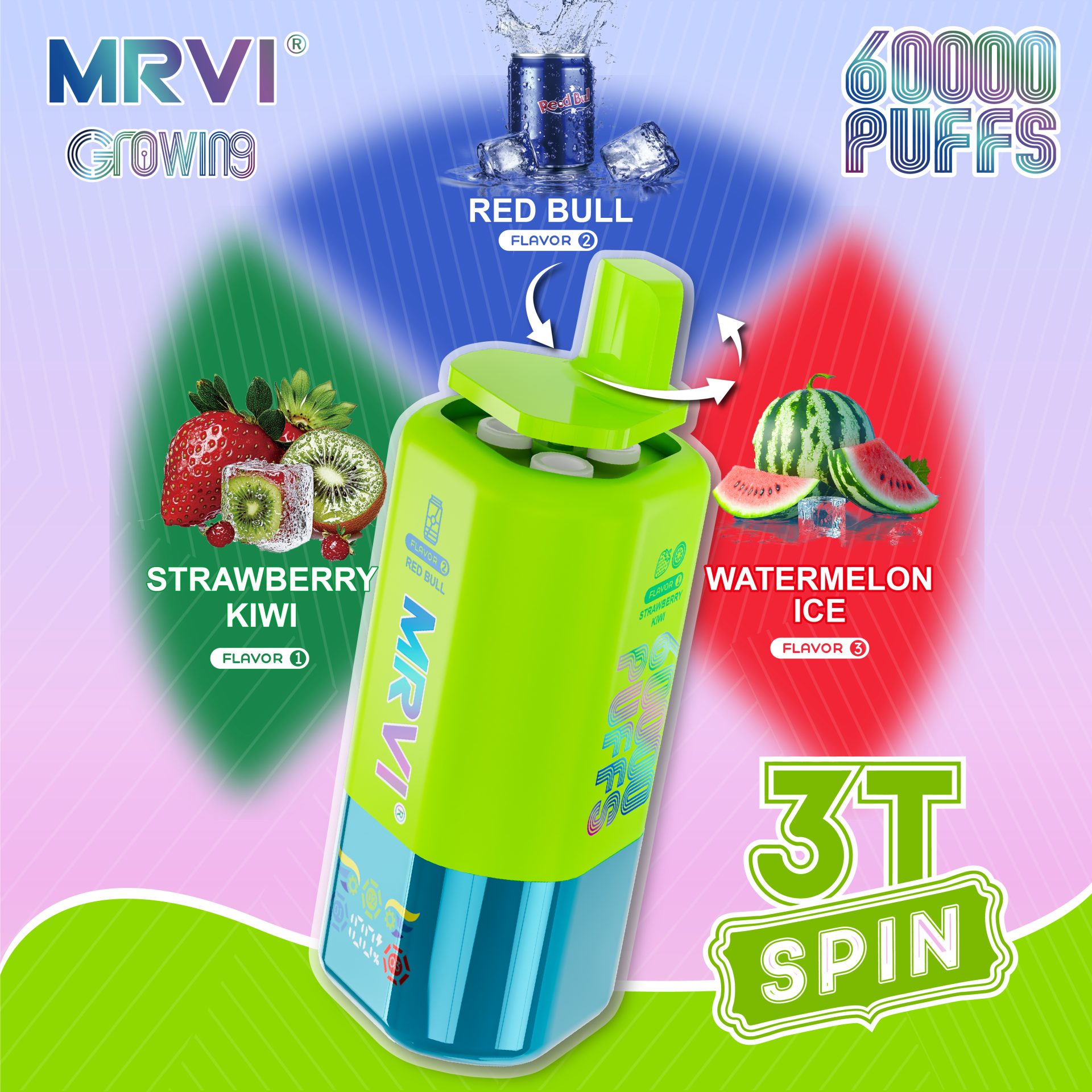 MRVI GROWING 60K 3T SPIN 60000 Puffs | triple flavor bulk disposable vape - Image 2