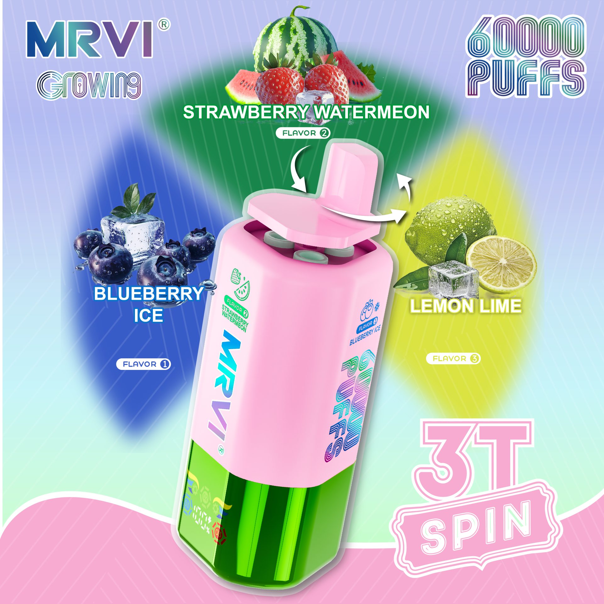 MRVI GROWING 60K 3T SPIN 60000 Puffs | triple flavor bulk disposable vape - Image 3