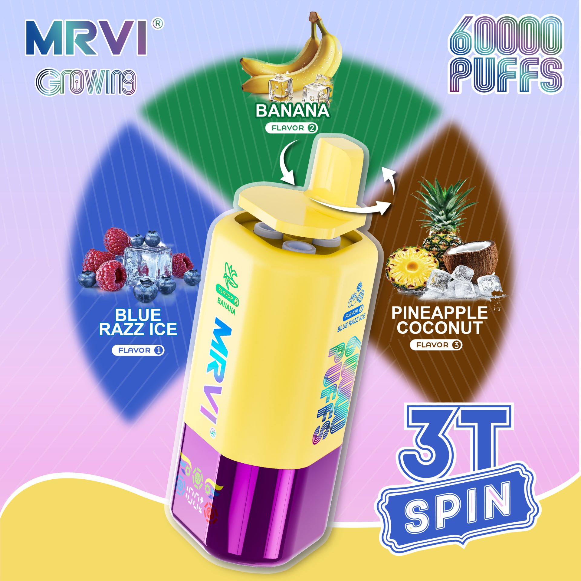 MRVI GROWING 60K 3T SPIN 60000 Puffs | triple flavor bulk disposable vape - Image 4