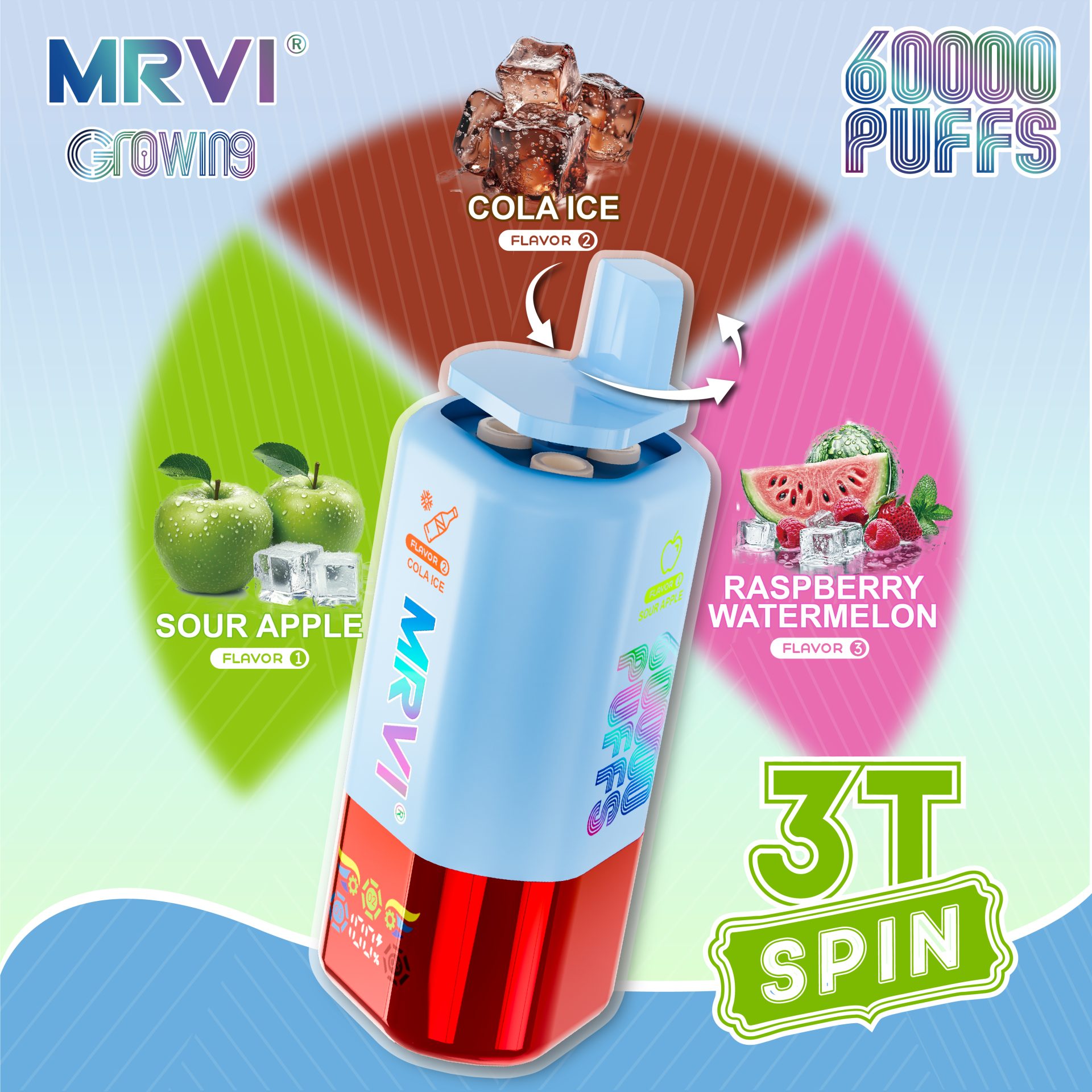MRVI GROWING 60K 3T SPIN 60000 Puffs | triple flavor bulk disposable vape - Image 5