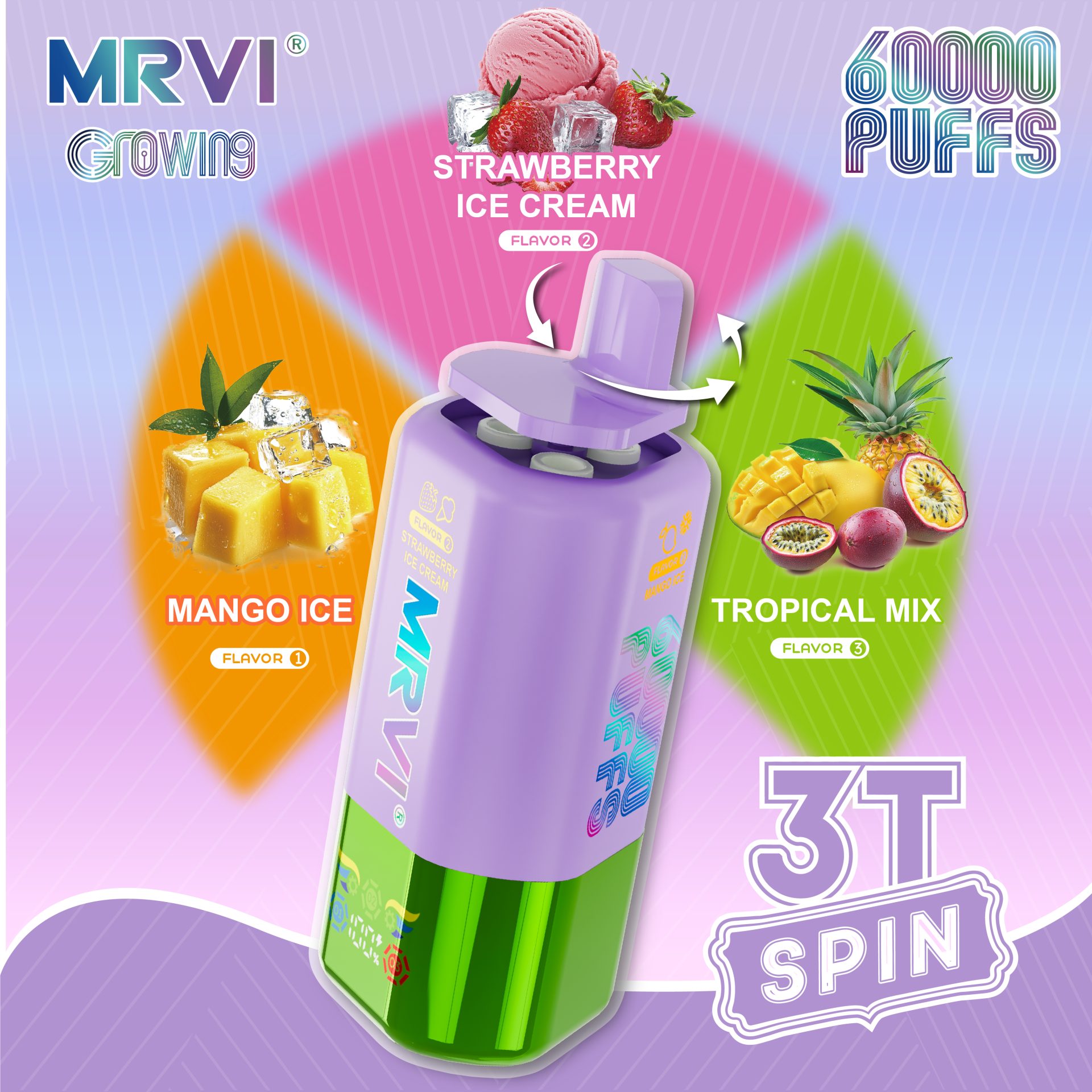 MRVI GROWING 60K 3T SPIN 60000 Puffs | triple flavor bulk disposable vape - Image 6