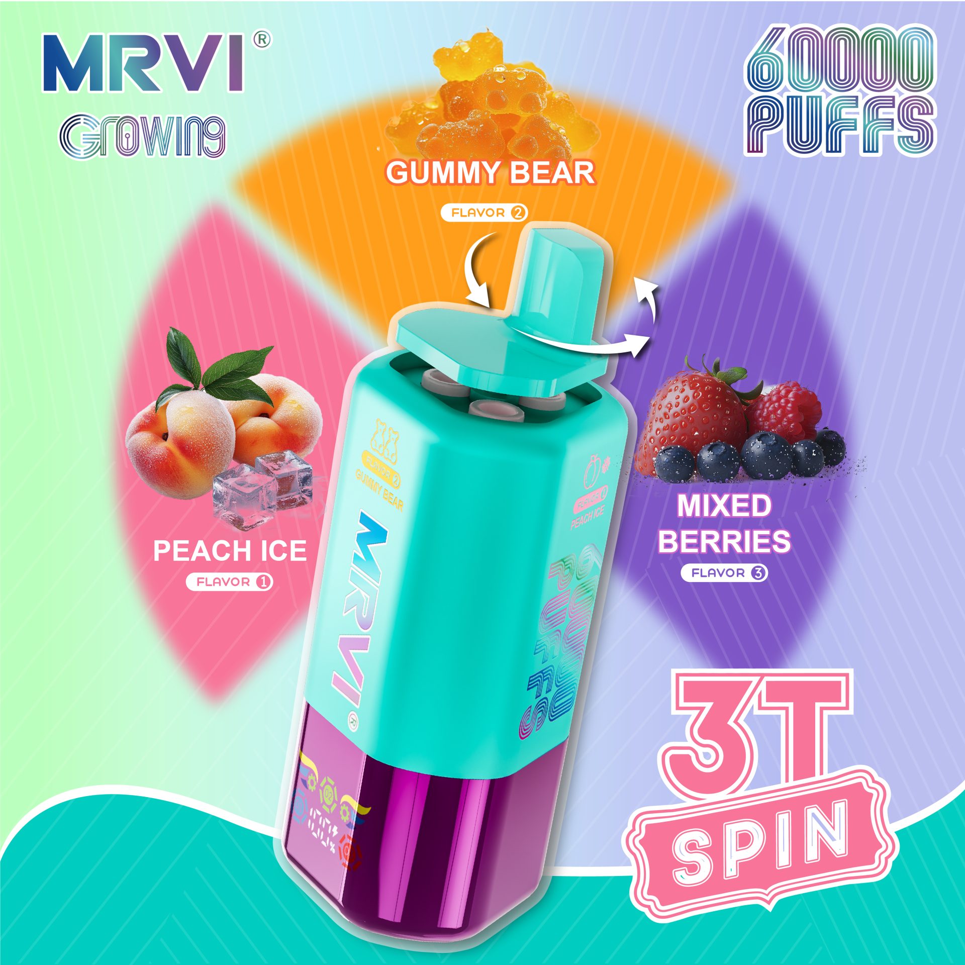 MRVI GROWING 60K 3T SPIN 60000 Puffs | triple flavor bulk disposable vape - Image 8