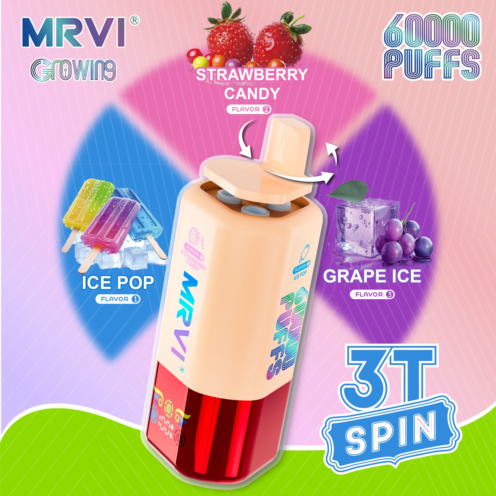MRVI GROWING 60K 3T SPIN 60000 Puffs | triple flavor bulk disposable vape - Image 7