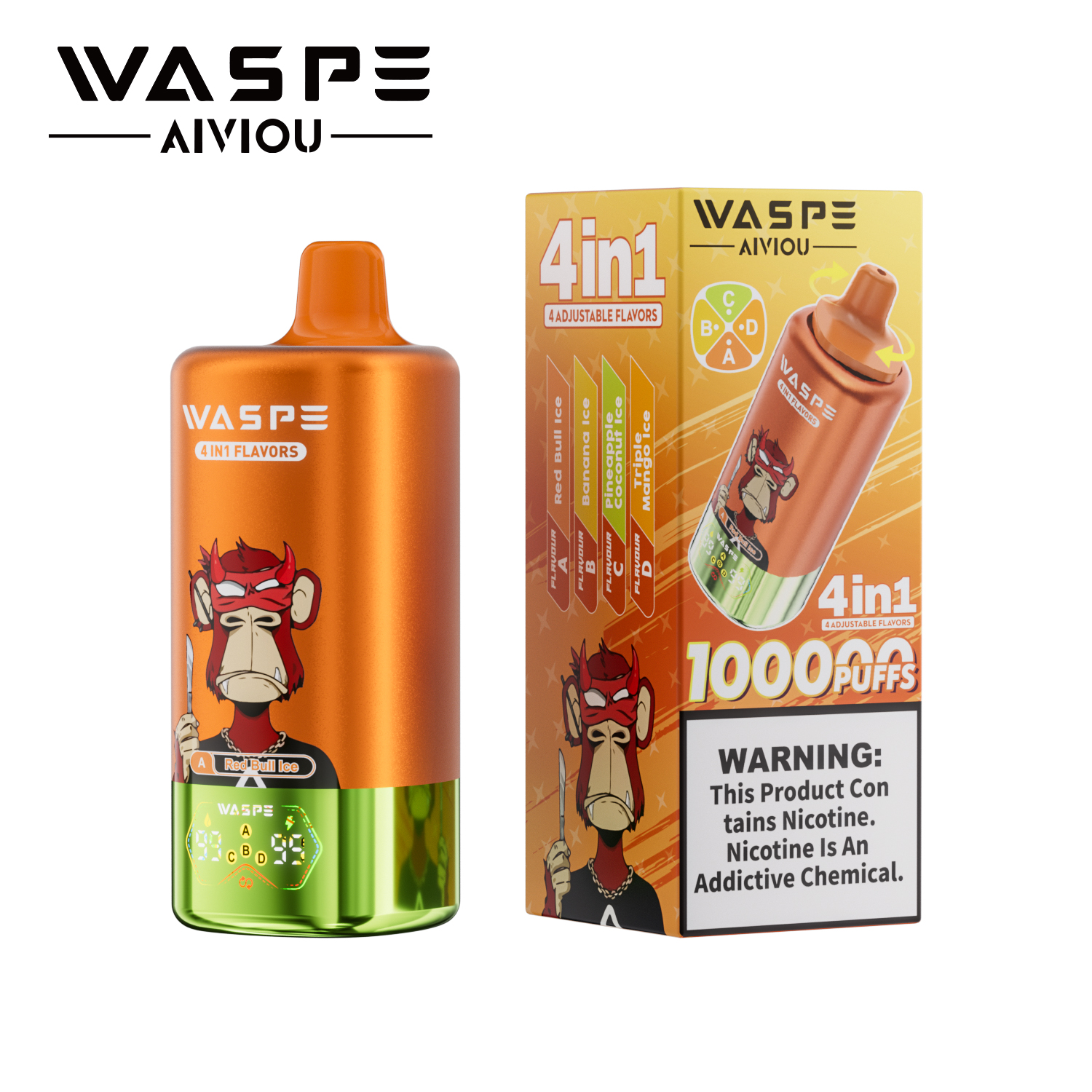 WASPE 100K | 4-in-1 quad flavor, 100000 puffs, bulk disposable vape - Image 4