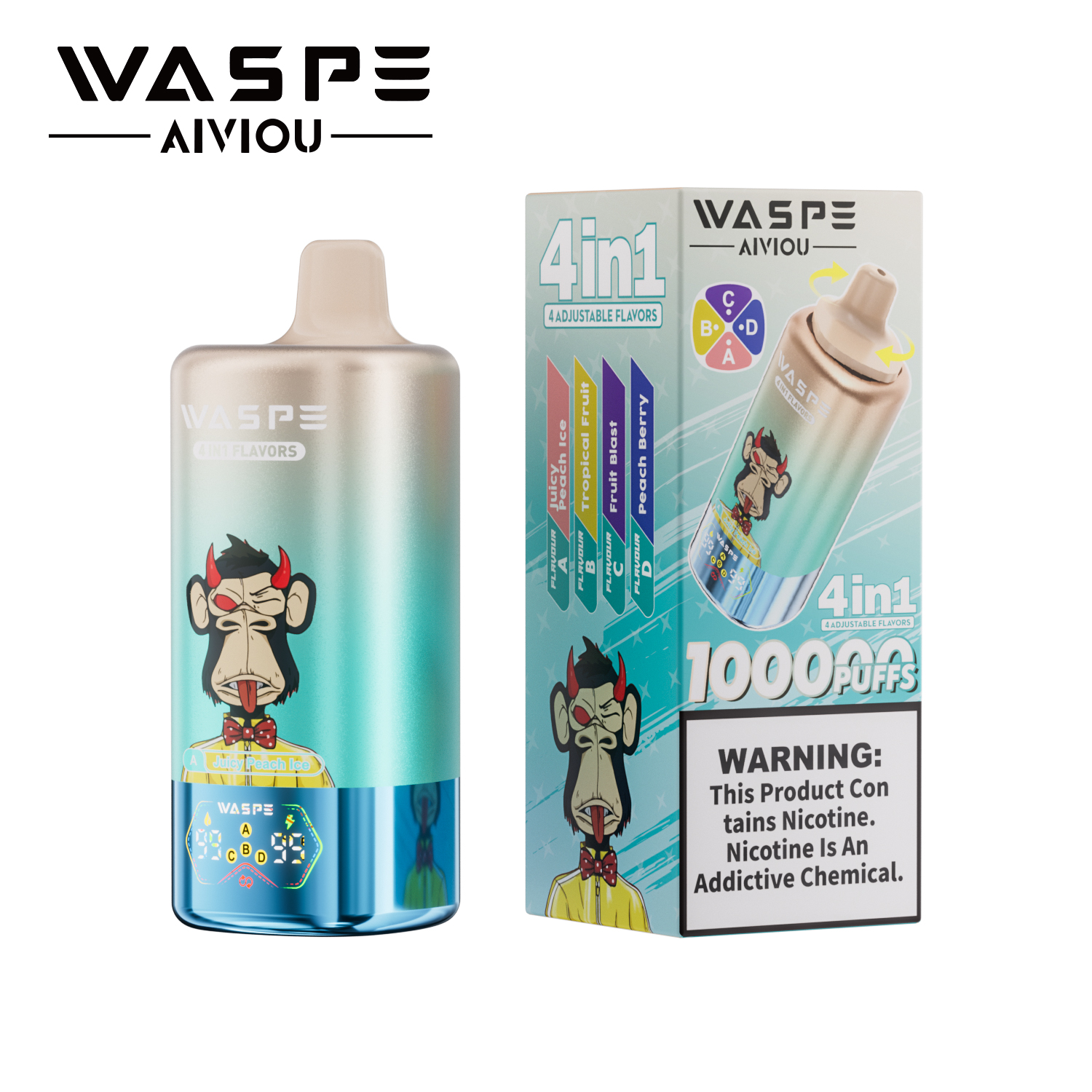 WASPE 100K | 4-in-1 quad flavor, 100000 puffs, bulk disposable vape - Image 9