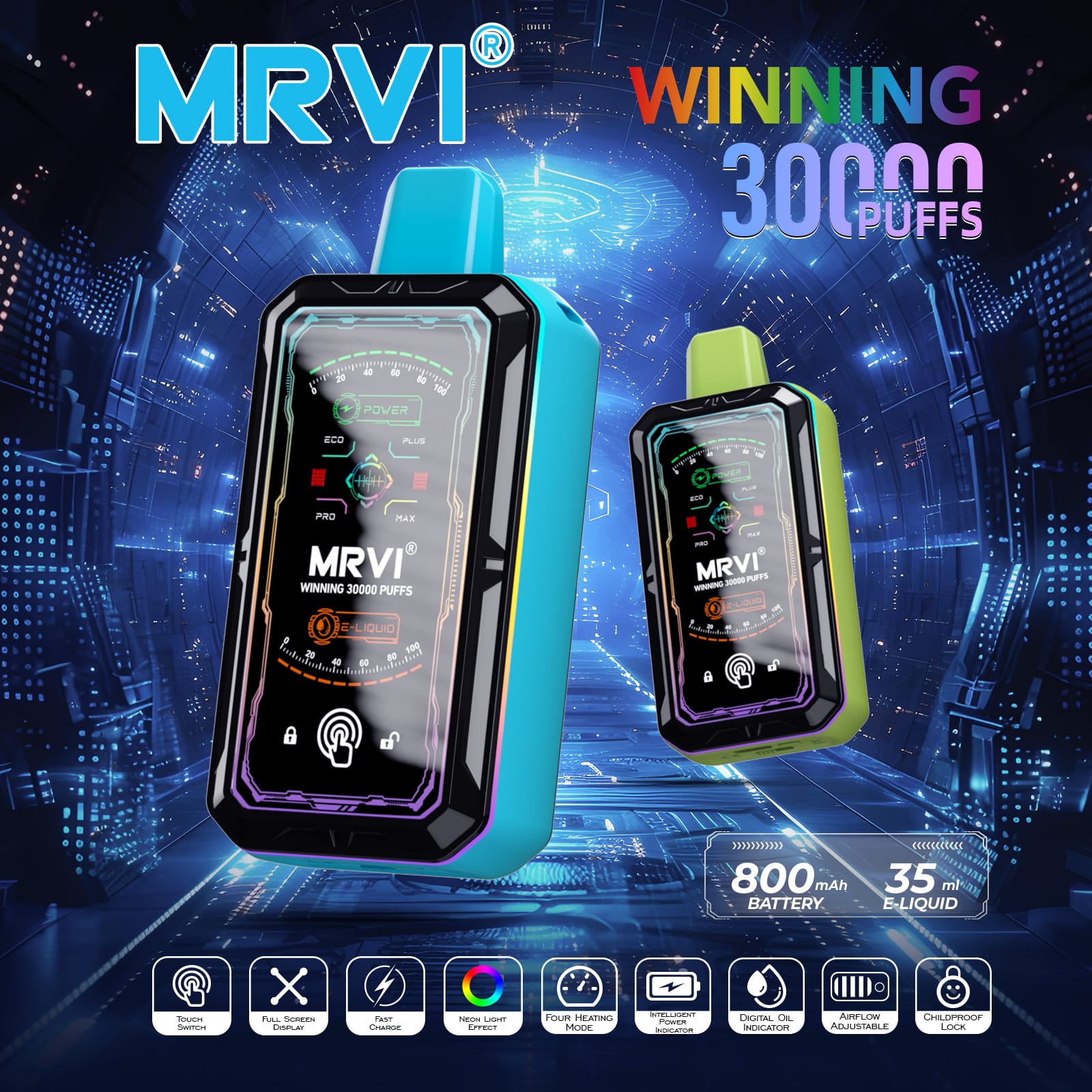 MRVI WINNING 30000 Puffs | 2%-5% nicotine, 35mL, 800mAh, bulk disposable vape