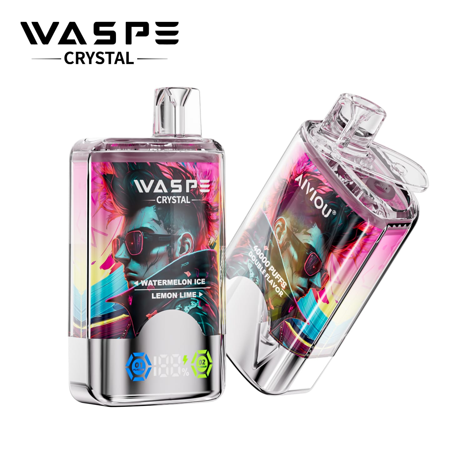 WASPE Crystal 40K 40000 Puffs | double flavor rechargeable disposable vape bulk buy wholesale