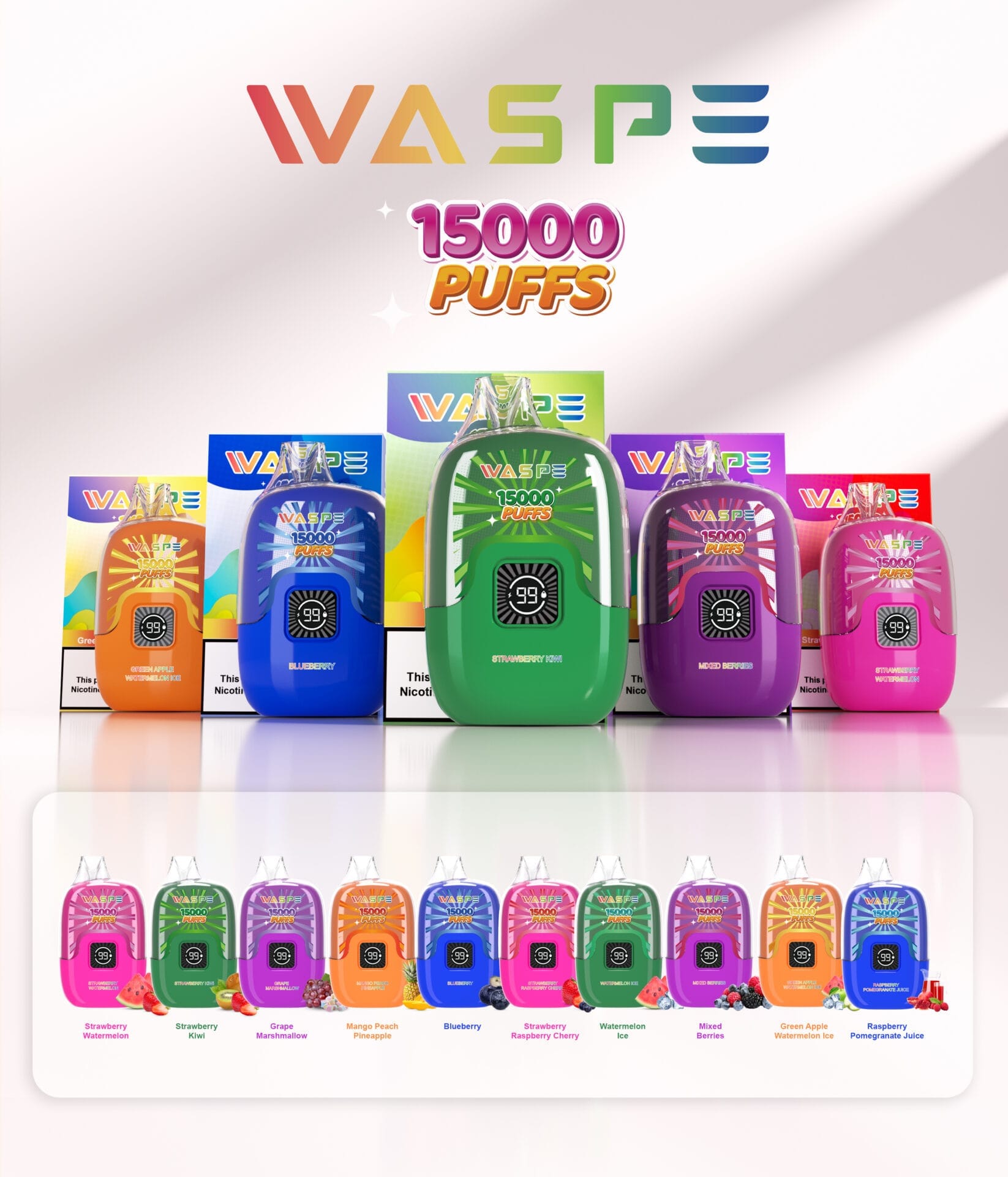 Waspe Digital Box 15000 Puffs | 0%-5% nicotine, bulk disposable vape