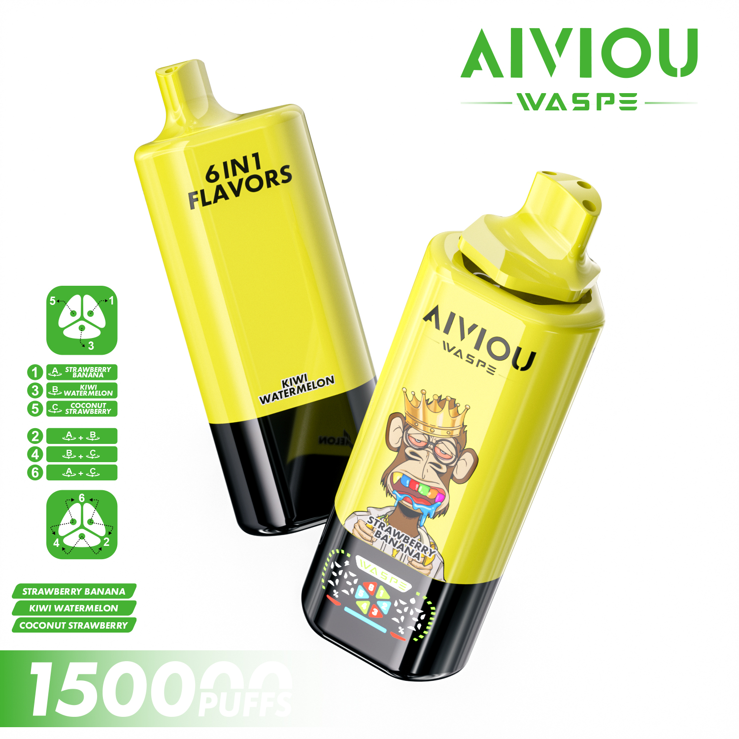 WASPE AIVIOU 150K | 150000 puffs, 64mL, 6 flavors in one, 6-in-1, longest-lasting, bulk disposable vape - Image 10