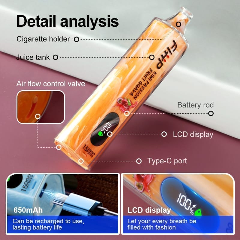 FIHP Shisha Hookah 15000 Puffs | 0.6% nicotine, bulk disposable vape - Image 3