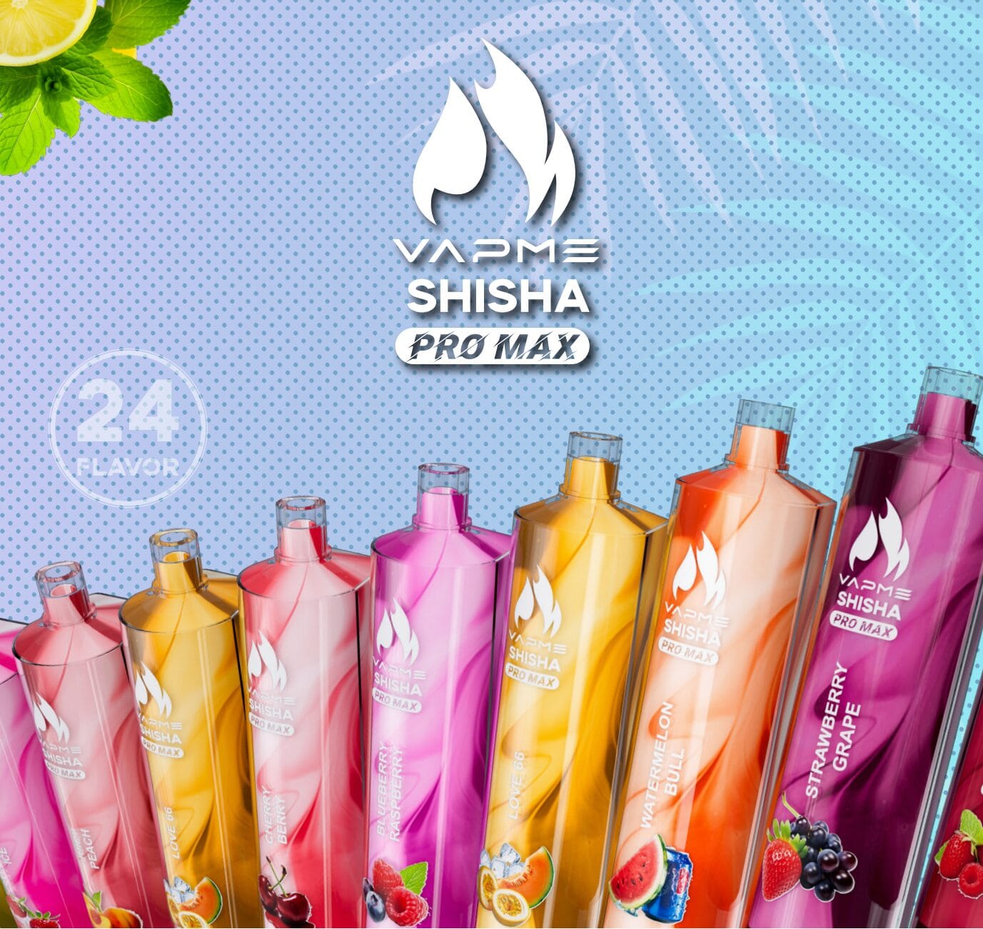Vapme Shisha Pro Max 20000 Puffs | 0%-5% nicotine, 28mL, 24 flavors, bulk disposable vape - Image 2