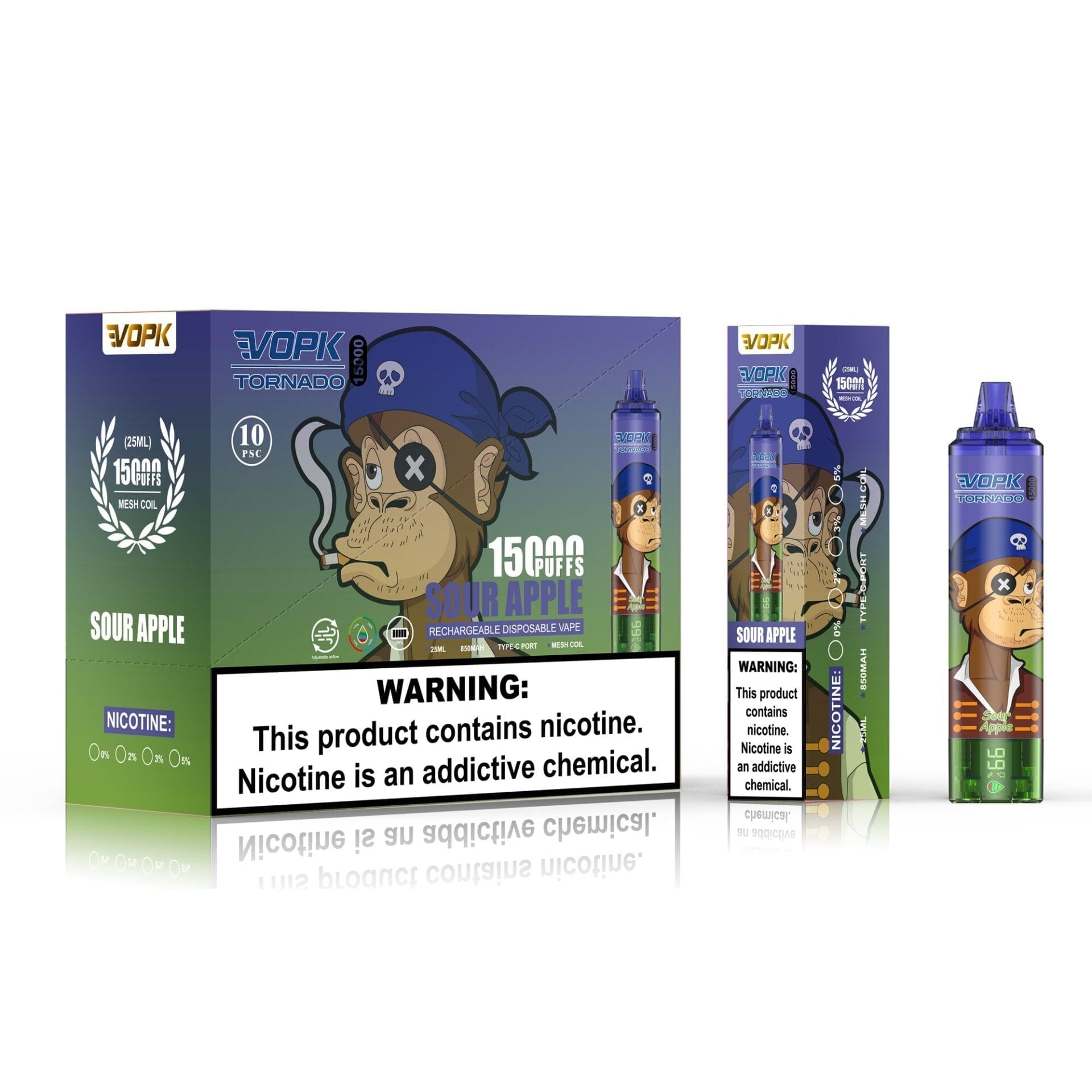 VOPK Tornado 15000 Puffs | 0%-5% nicotine, 25mL, 850mAh, bulk disposable vape - Image 2