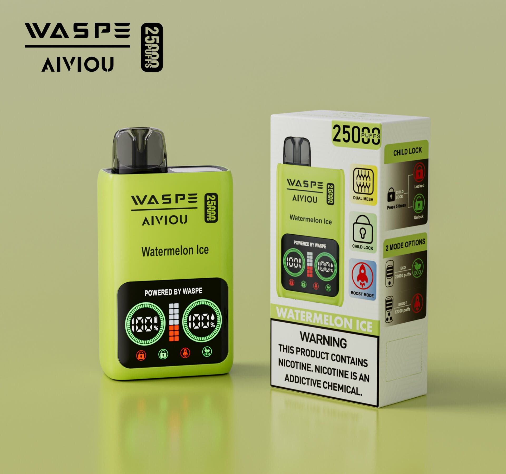 WASPE 25000 Puffs | 0%-5% nicotine, 25mL, dual mesh, LCD display, bulk disposable vape - Image 5