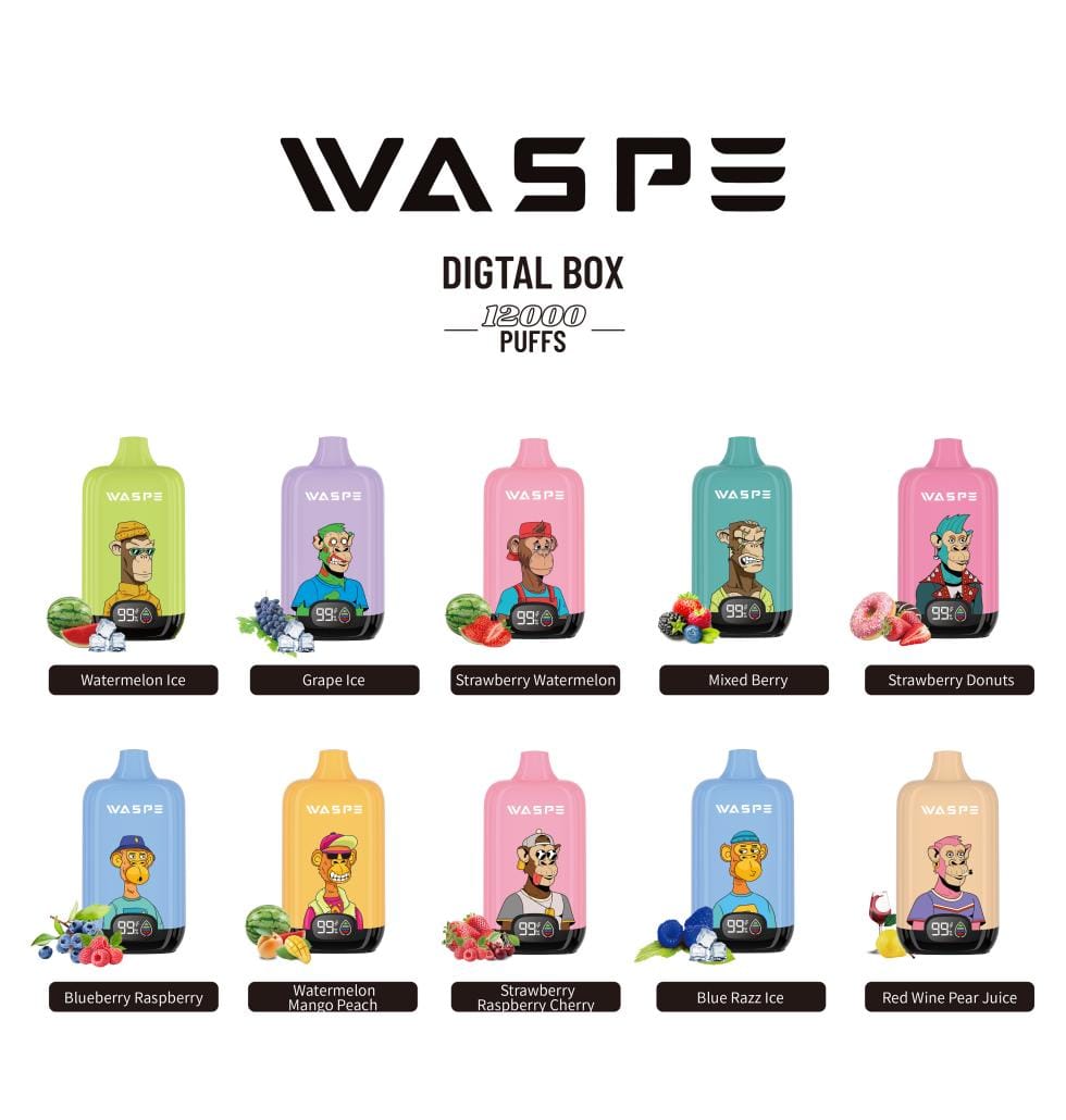 WASPE 12000 Puffs | 0%-5% nicotine, 20mL, 650mAh, LCD display, bulk disposable vape - Image 4