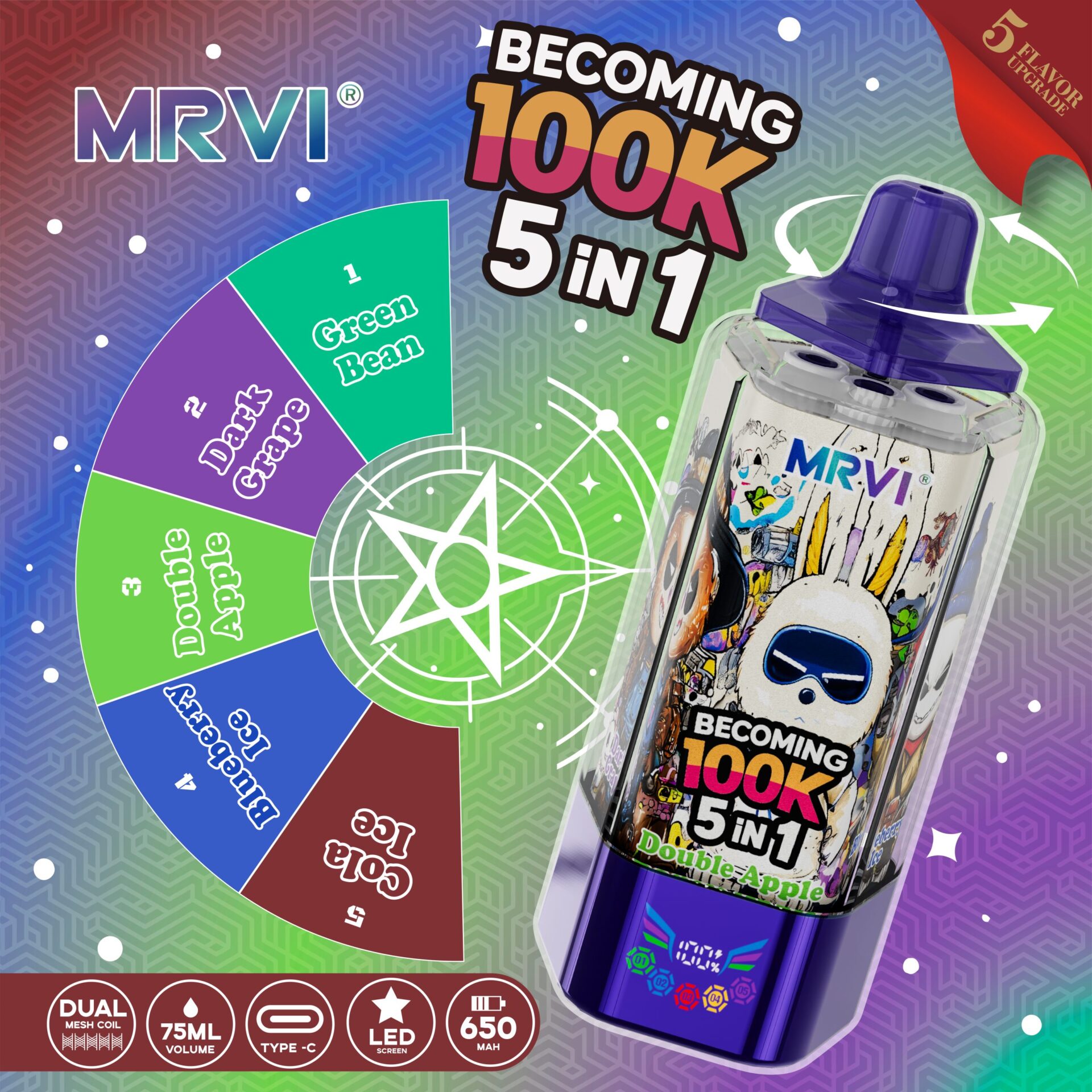 MRVI BECOMING 100K | 5-in-1 100000 puffs touch screen bulk disposable vape