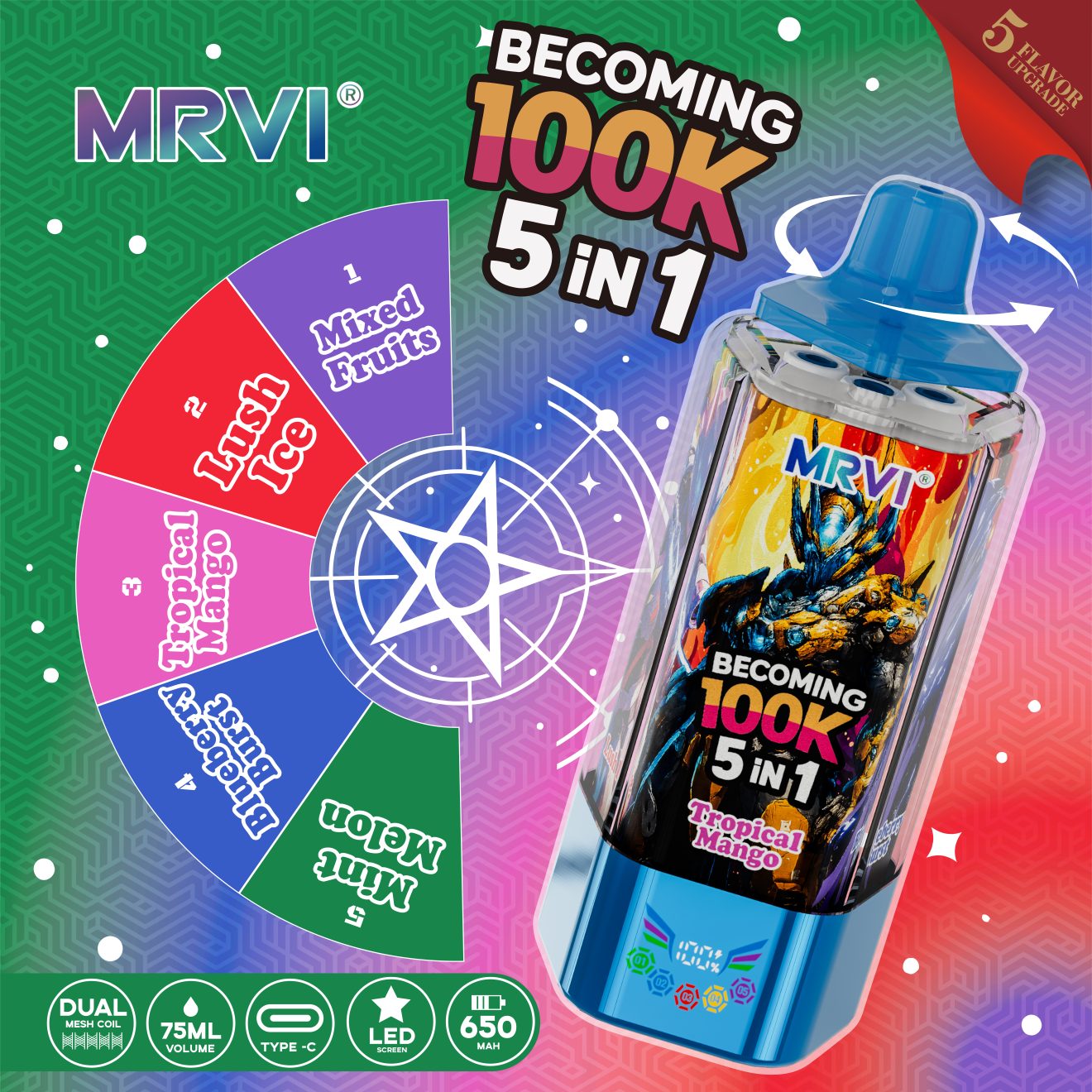MRVI BECOMING 100K | 5-in-1 100000 puffs touch screen bulk disposable vape - Image 3