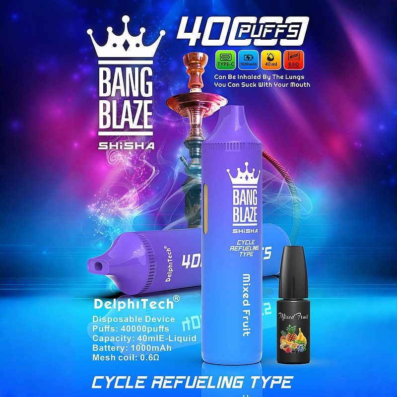 Bang Blaze Shisha 40000 Puffs | 40mL, 0.6Ω mesh coil, 4 nicotine levels, bulk disposable vape - Image 7