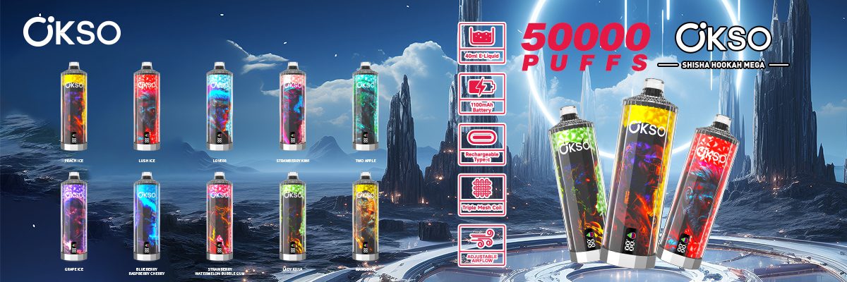 OKSO Shisha Hookah Mega 50000 Puffs | triple mesh coil, 40mL, LED display, adjustable airflow, bulk disposable vape - Image 13