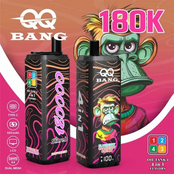 QQ BANG 180000 | 4-in-1 quad flavor, 180000 puffs, monkey design, bulk disposable vape - Image 6