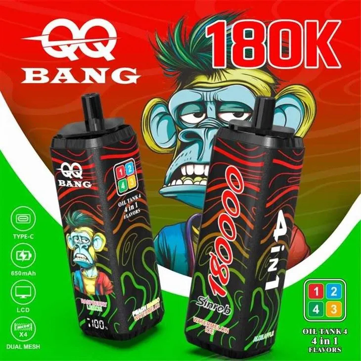 QQ BANG 180000 | 4-in-1 quad flavor, 180000 puffs, monkey design, bulk disposable vape - Image 4