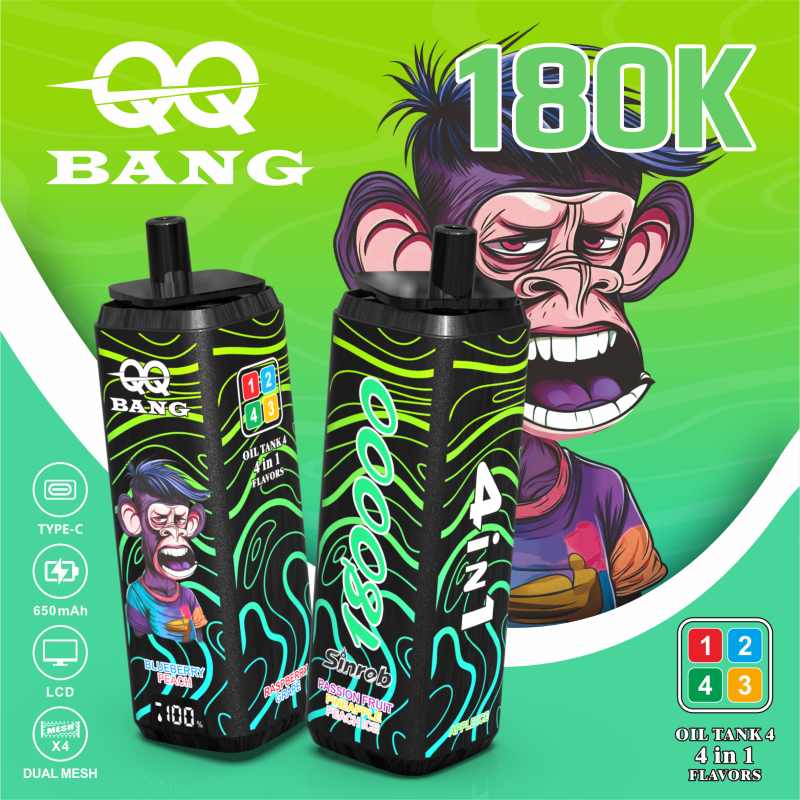 QQ BANG 180000 | 4-in-1 quad flavor, 180000 puffs, monkey design, bulk disposable vape - Image 11